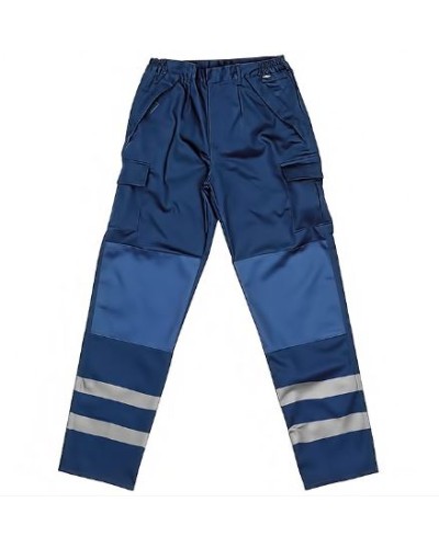 Pantalón ignífugo azul con banda reflectante T-46 PPAZMRF