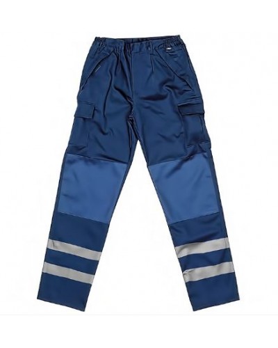 Pantalón ignífugo azul con banda reflectante T-46 PPAZMRF